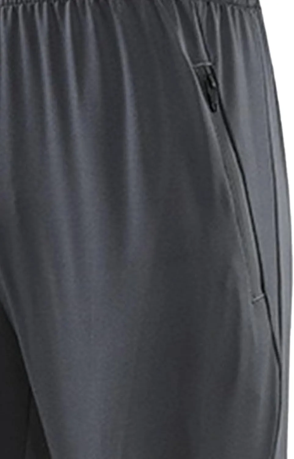 Men's Stretch Baggy Workout Athletic Pants Solid Straight Outdoor Trousers Elastic Waist Pants with Zipper Pockets