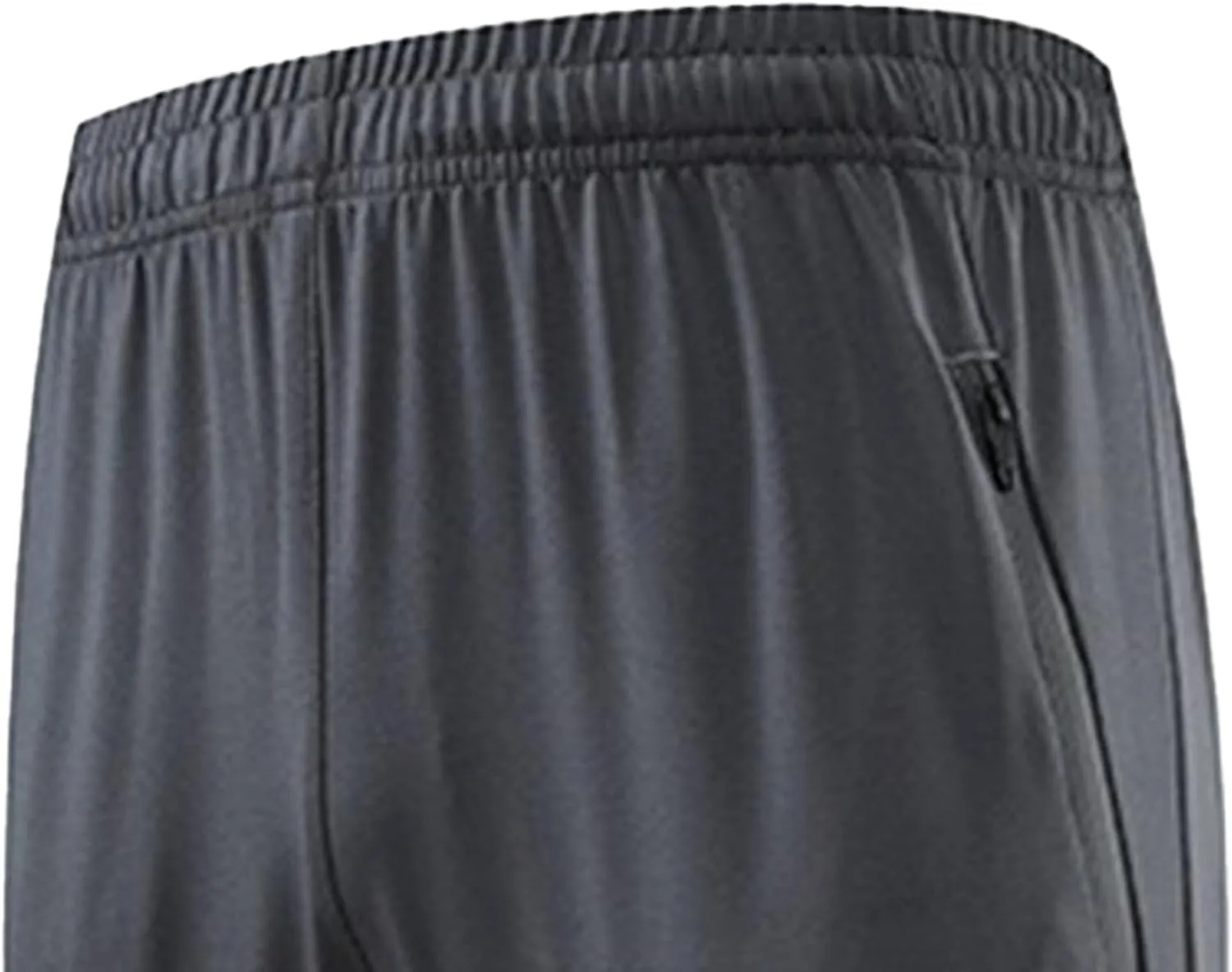 Men's Stretch Baggy Workout Athletic Pants Solid Straight Outdoor Trousers Elastic Waist Pants with Zipper Pockets