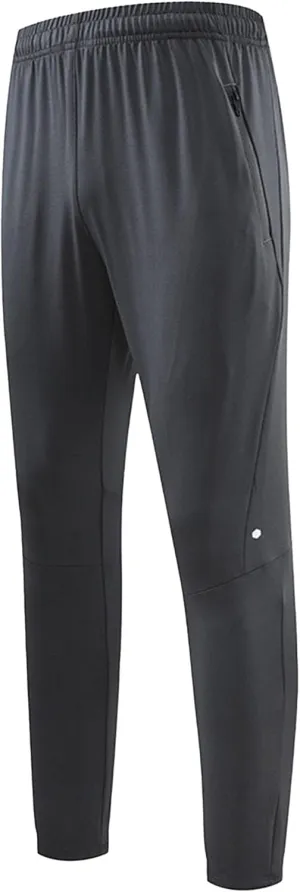 Men's Stretch Baggy Workout Athletic Pants Solid Straight Outdoor Trousers Elastic Waist Pants with Zipper Pockets