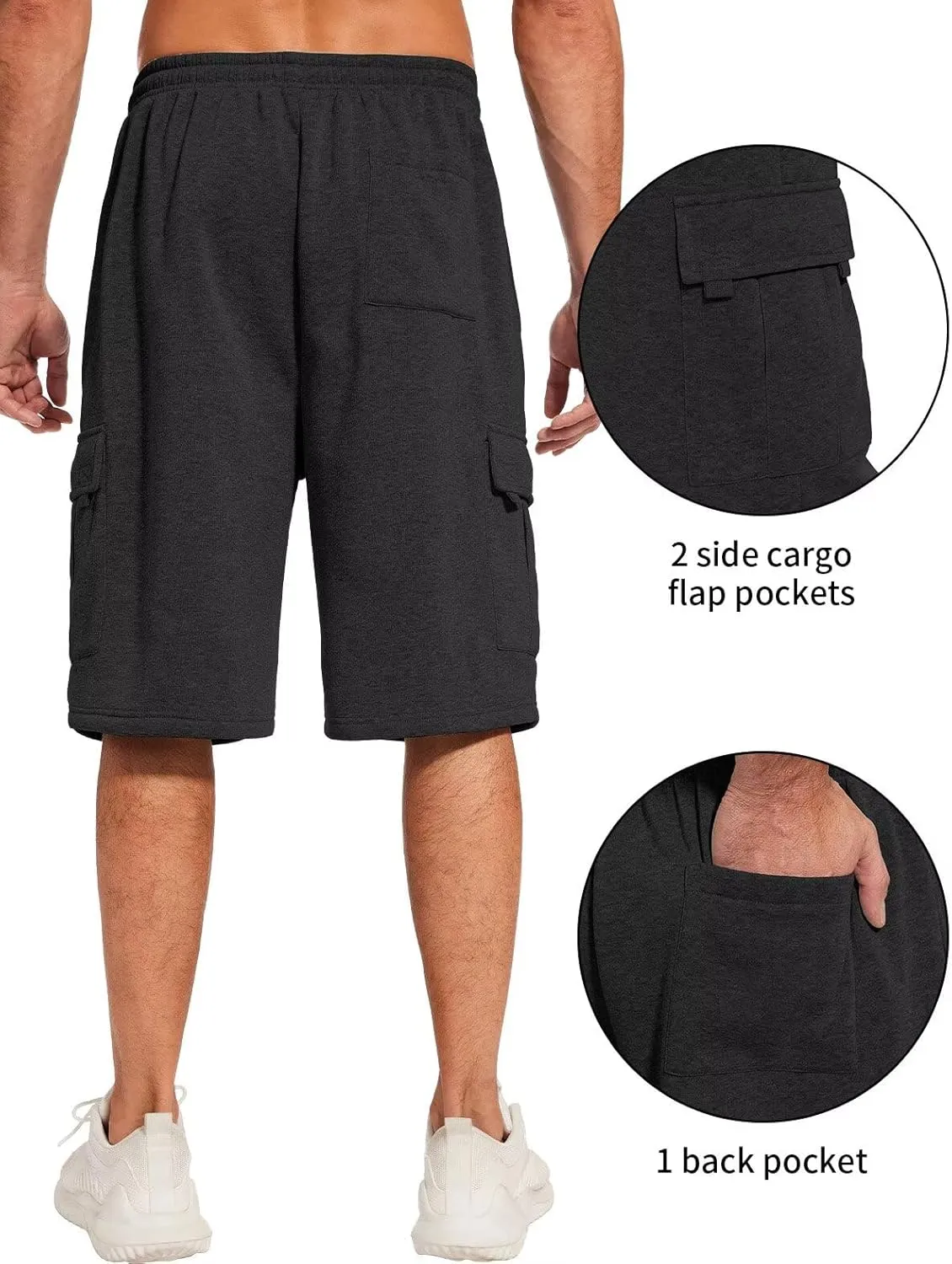 Mens Sweat Shorts with Cargo Pockets Athletic Fleece Short Pants Summer Outerwear