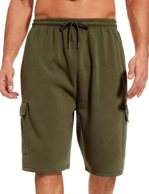 Mens Sweat Shorts with Cargo Pockets Athletic Fleece Short Pants Summer Outerwear