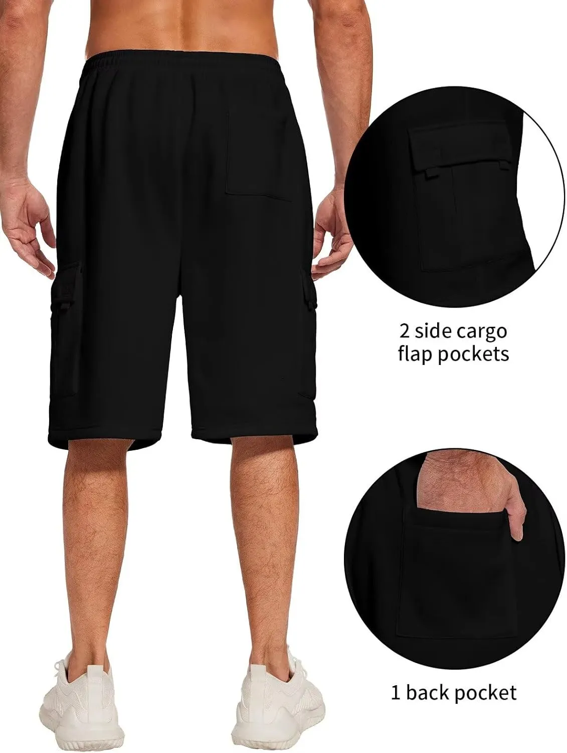 Mens Sweat Shorts with Cargo Pockets Athletic Fleece Short Pants Summer Outerwear