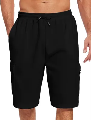 Mens Sweat Shorts with Cargo Pockets Athletic Fleece Short Pants Summer Outerwear
