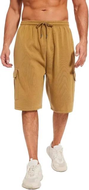 Mens Sweat Shorts with Cargo Pockets Athletic Fleece Short Pants Summer Outerwear