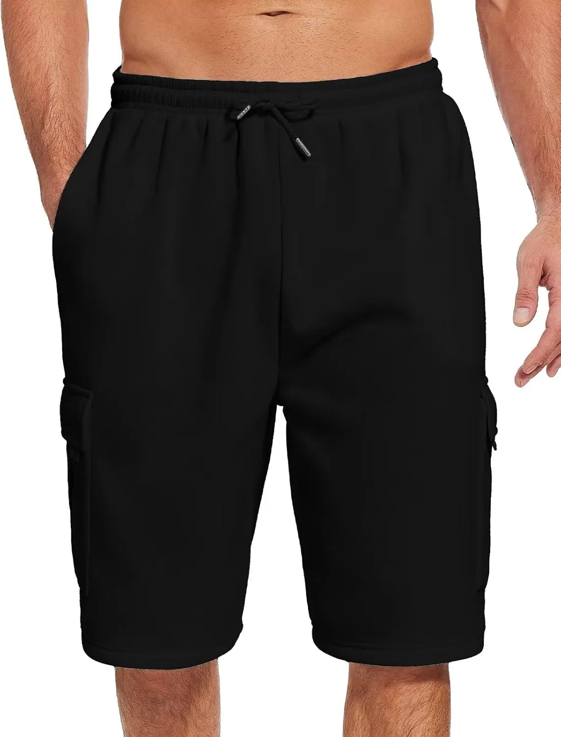 Mens Sweat Shorts with Cargo Pockets Athletic Fleece Short Pants Summer Outerwear