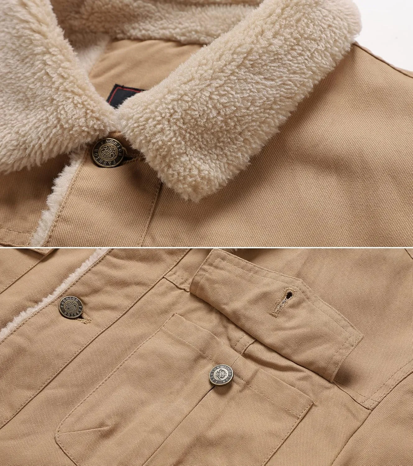 Men's Winter Sherpa Lined Fleece Military Cargo Jacket Cotton Outerwear Jacket Coat