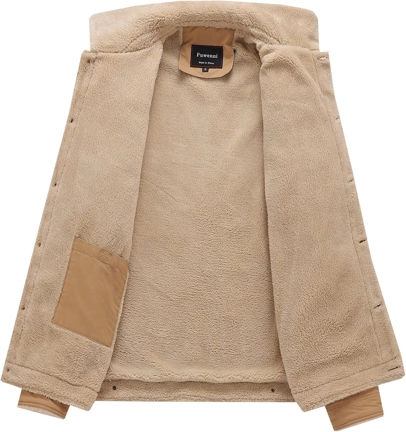 Men's Winter Sherpa Lined Fleece Military Cargo Jacket Cotton Outerwear Jacket Coat