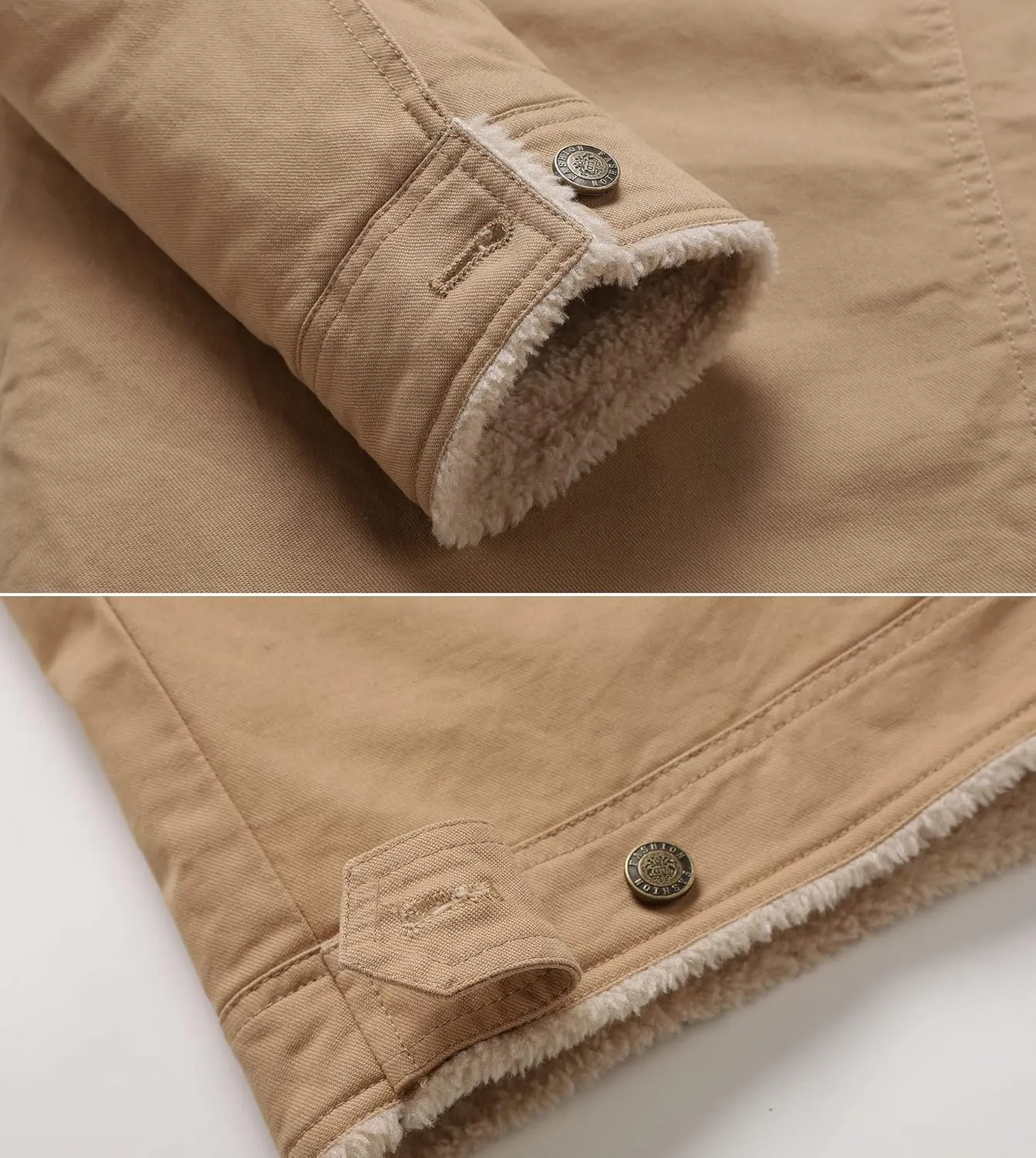 Men's Winter Sherpa Lined Fleece Military Cargo Jacket Cotton Outerwear Jacket Coat