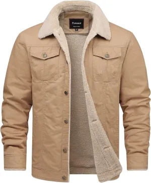 Men's Winter Sherpa Lined Fleece Military Cargo Jacket Cotton Outerwear Jacket Coat