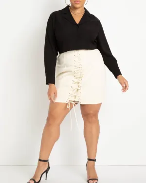 Mickey Laceup Detail Mini Skirt | Buttercream