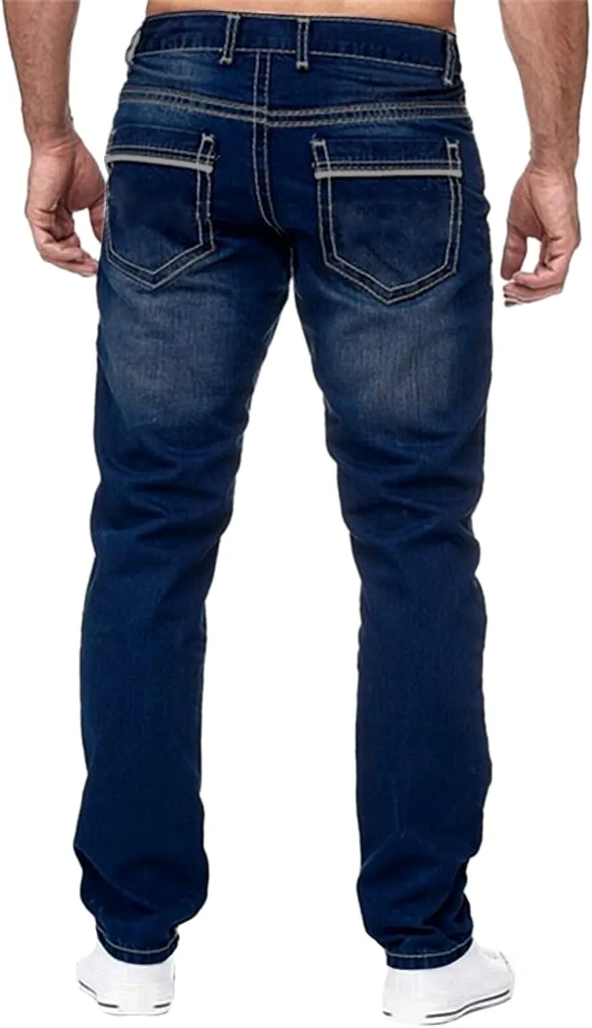 MIDOO Jeans Pants for Men Slim Fit Casual Aesthetic Jeans Straight Leg Pants Lightweight Loose Stretch Denim Pants Trousers