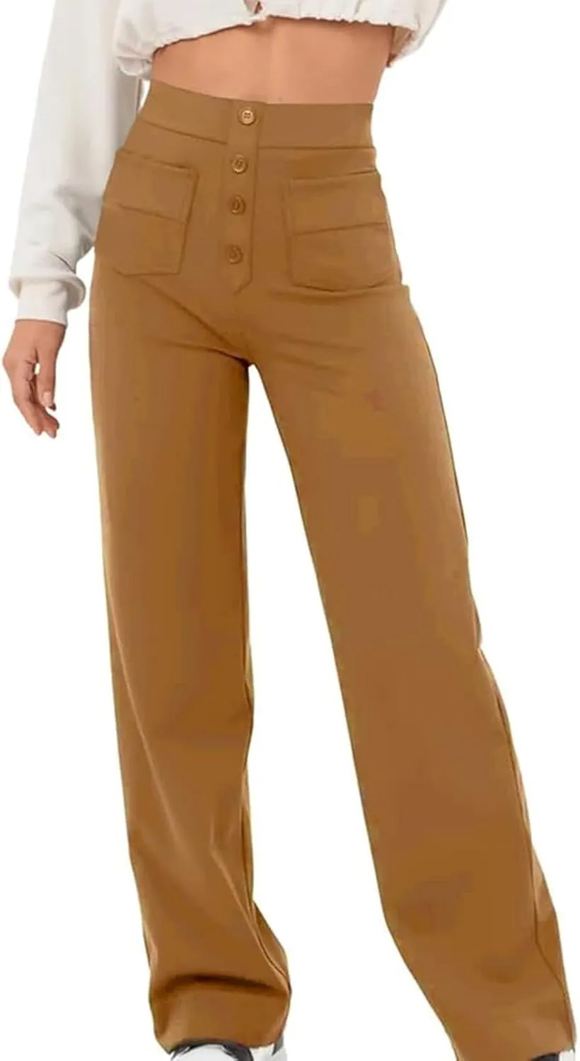 Miracharm Pants, Puliam Pants for Women, FlexiPants - Women's Casual High Waist Stretch Multiple Pockets Trousers