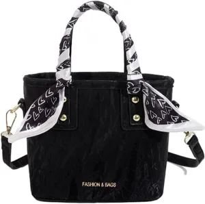 Molodo Small Crossbody Bags for Women Versatile Vegan Leather Shoulder Bag Bucket Bag with Scarf Decoration