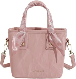 Molodo Small Crossbody Bags for Women Versatile Vegan Leather Shoulder Bag Bucket Bag with Scarf Decoration
