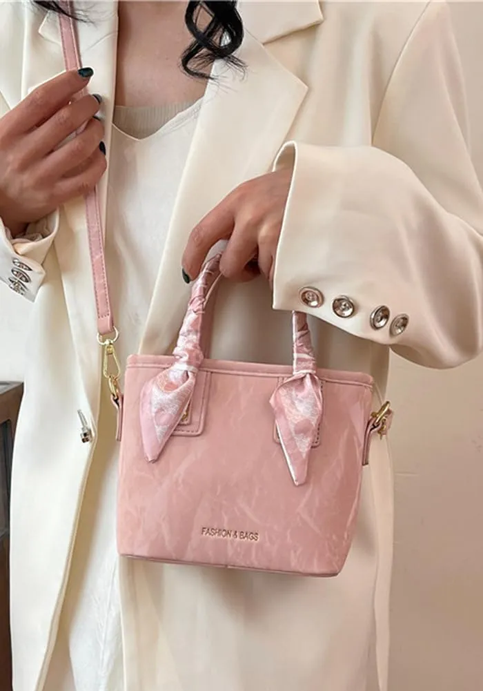 Molodo Small Crossbody Bags for Women Versatile Vegan Leather Shoulder Bag Bucket Bag with Scarf Decoration