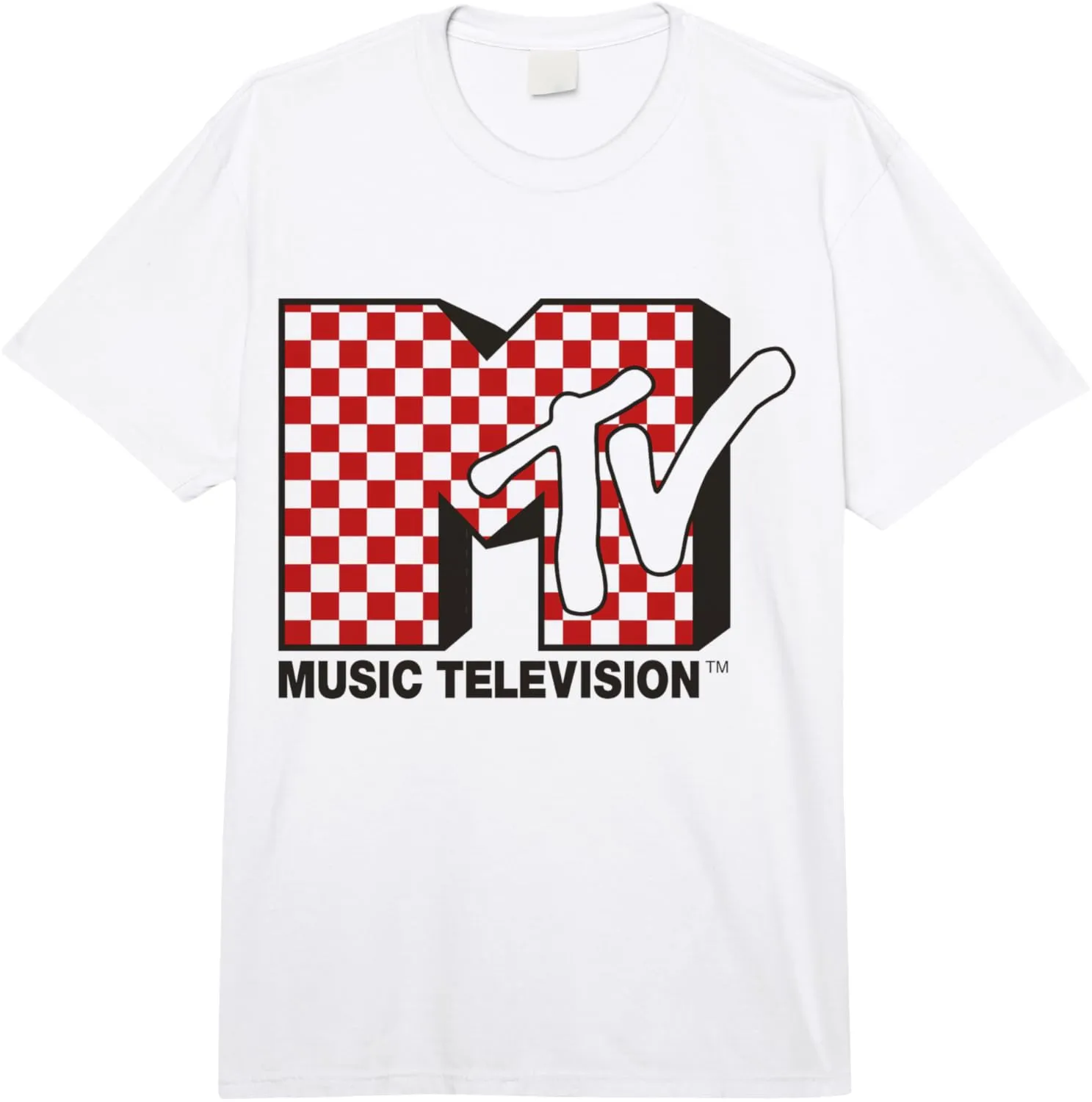 MTV Logo With Red Checkered Print Comfort Colors Adult Heavyweight T-shirt