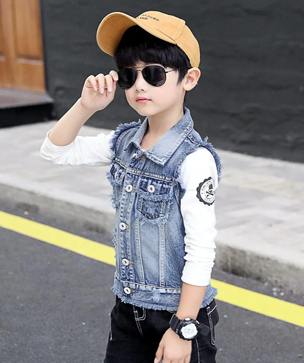 NABER Kids Boys' Fashion Sleeveless Outerwear Denim Jacket Vest Age 4-13 Years