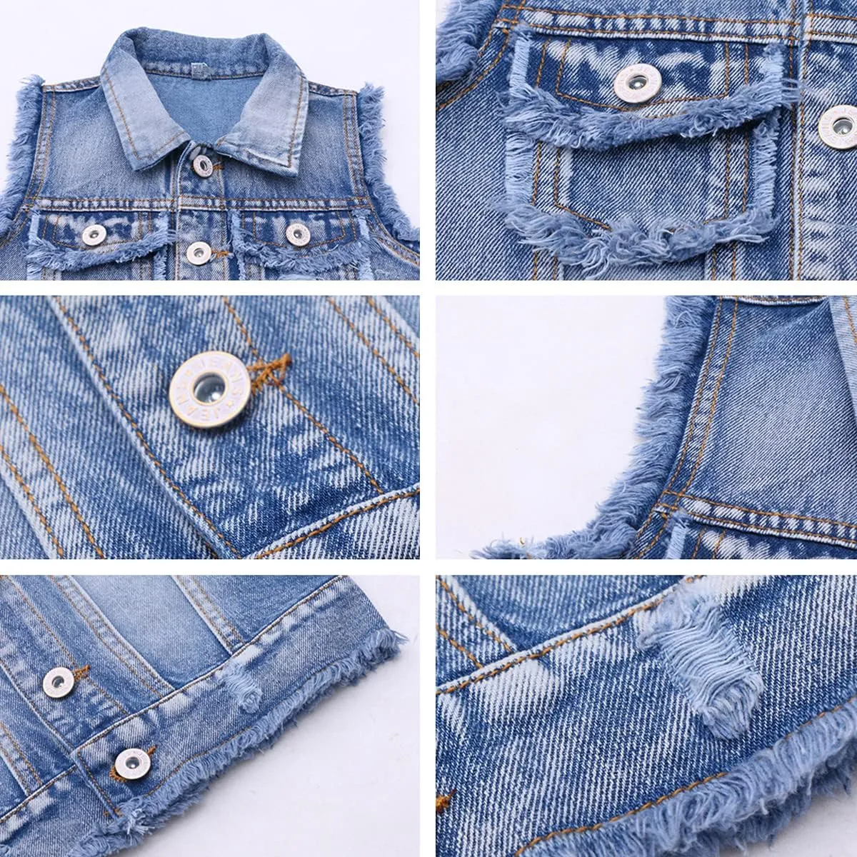 NABER Kids Boys' Fashion Sleeveless Outerwear Denim Jacket Vest Age 4-13 Years