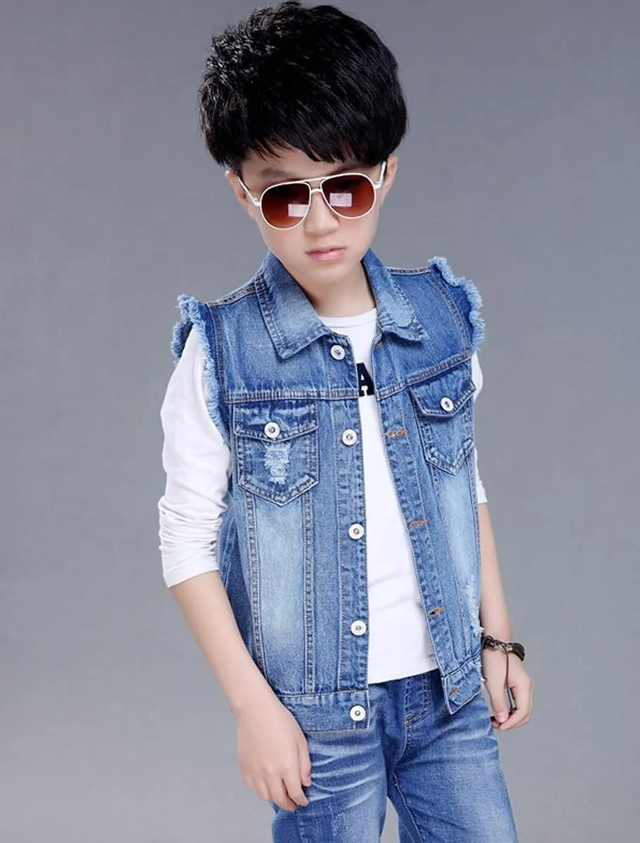 NABER Kids Boys' Fashion Sleeveless Outerwear Denim Jacket Vest Age 4-13 Years