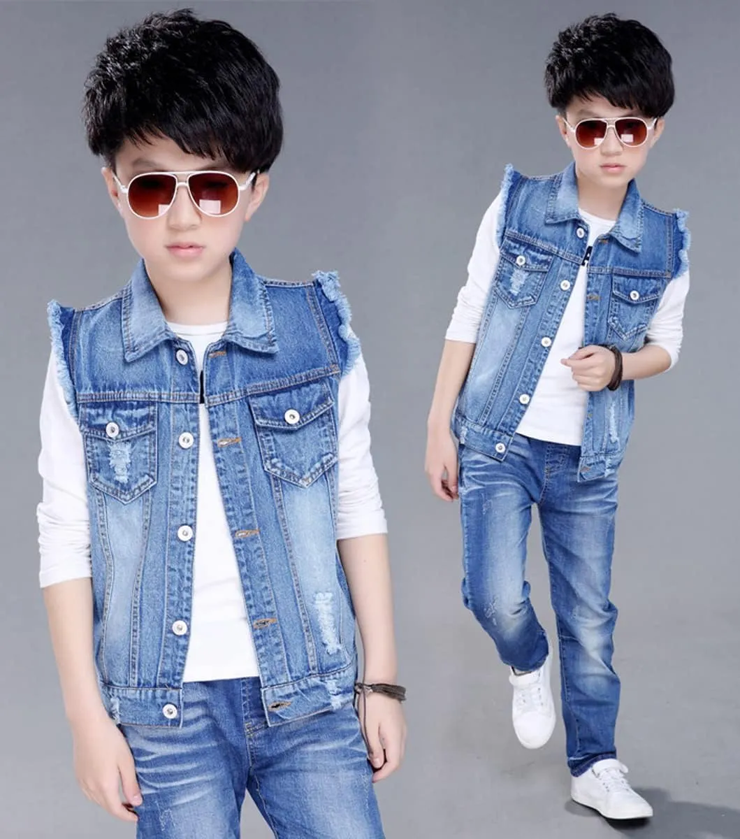 NABER Kids Boys' Fashion Sleeveless Outerwear Denim Jacket Vest Age 4-13 Years