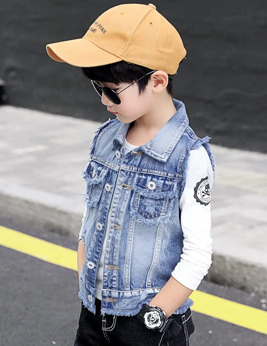 NABER Kids Boys' Fashion Sleeveless Outerwear Denim Jacket Vest Age 4-13 Years