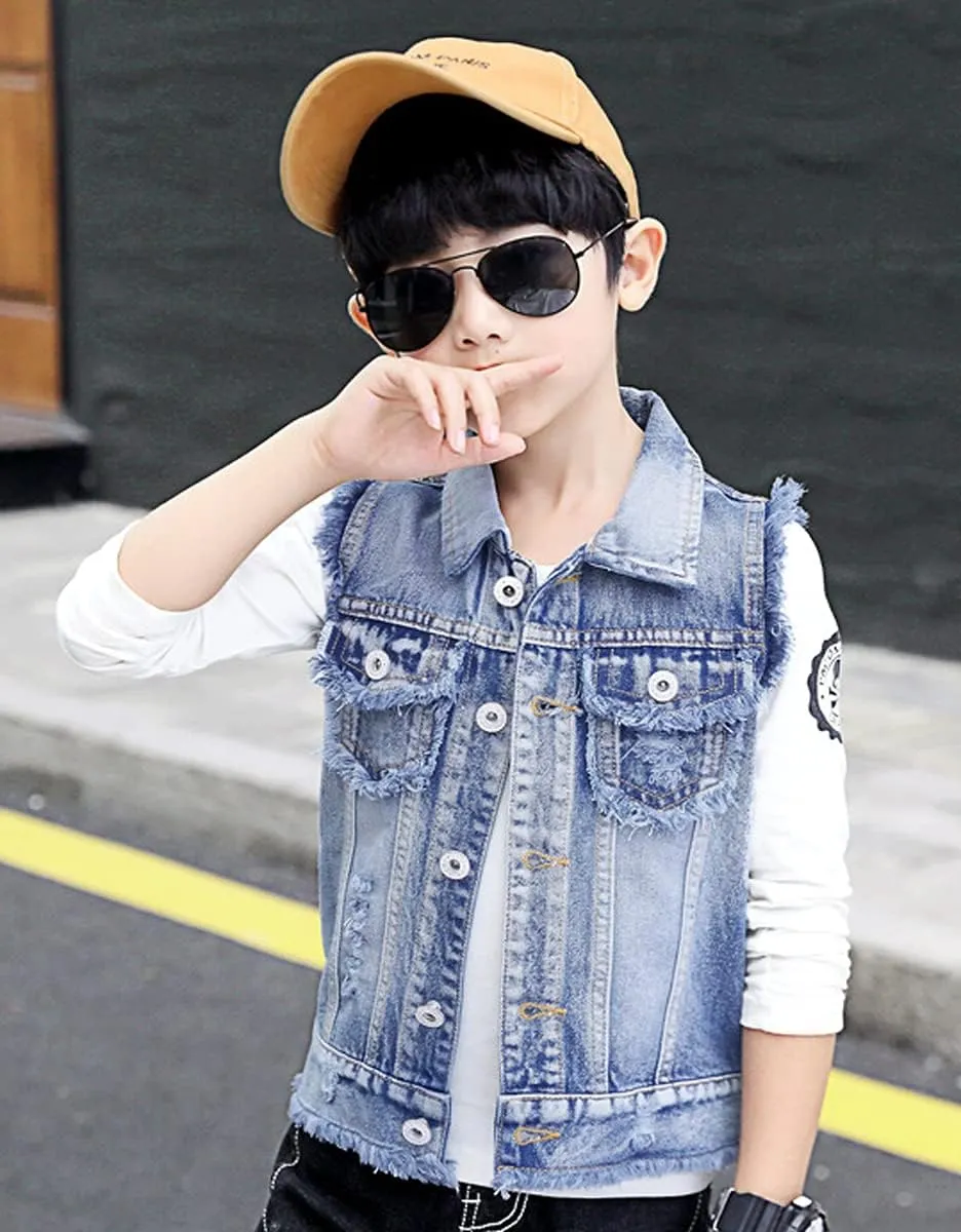 NABER Kids Boys' Fashion Sleeveless Outerwear Denim Jacket Vest Age 4-13 Years