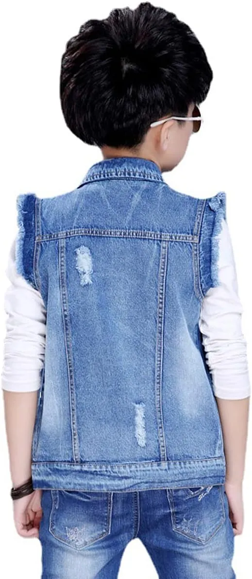NABER Kids Boys' Fashion Sleeveless Outerwear Denim Jacket Vest Age 4-13 Years