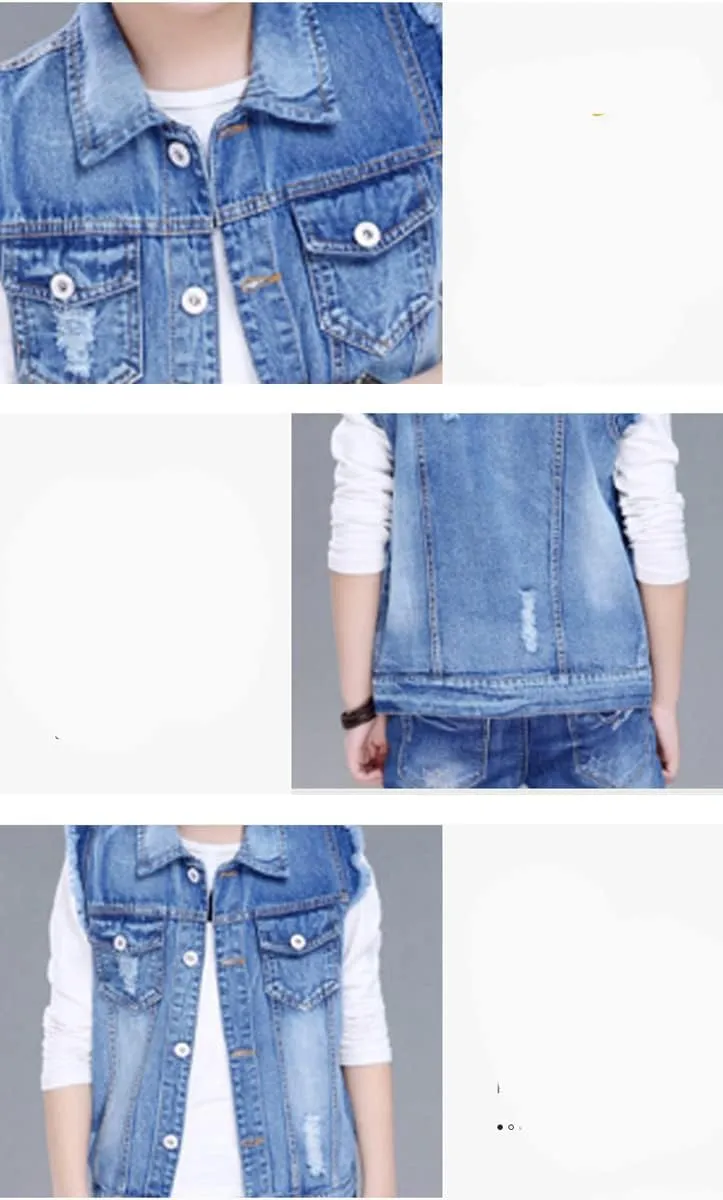 NABER Kids Boys' Fashion Sleeveless Outerwear Denim Jacket Vest Age 4-13 Years