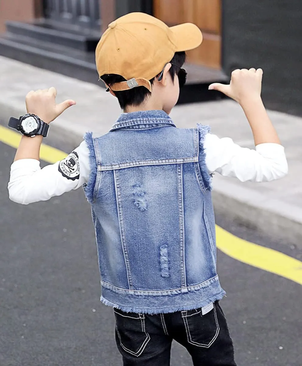 NABER Kids Boys' Fashion Sleeveless Outerwear Denim Jacket Vest Age 4-13 Years
