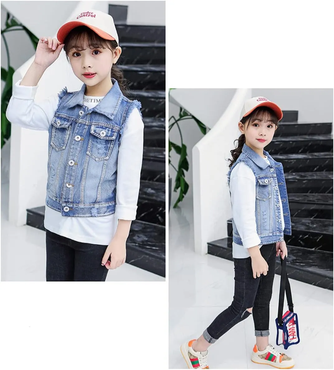 NABER Kids Girls' Fashion Sleeveless Outerwear Denim Jacket Vest Age 4-13 Years