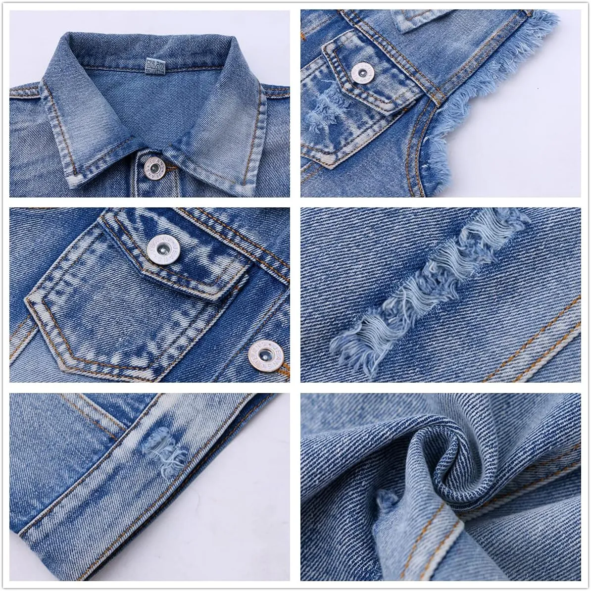 NABER Kids Girls' Fashion Sleeveless Outerwear Denim Jacket Vest Age 4-13 Years