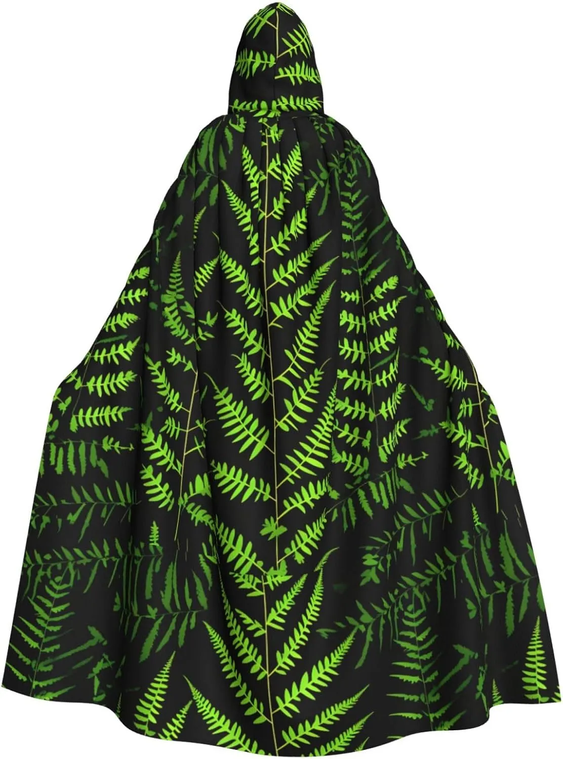natural plant silhouette fern leaf Print Versatile Hooded Cloak Halloween Cloak Total Cosplay Parties Festivals Hooded Cloak