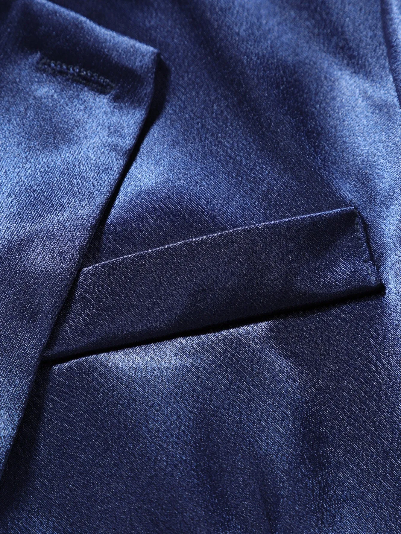 Navy Blue Single Breasted Lapel Neck Flap Detail Blazer