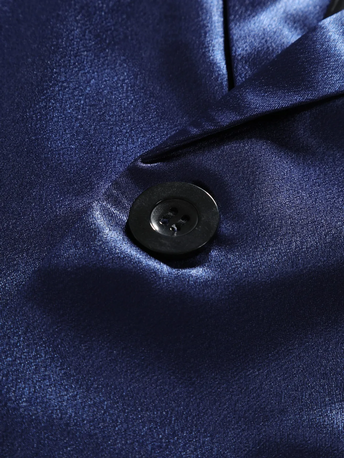 Navy Blue Single Breasted Lapel Neck Flap Detail Blazer