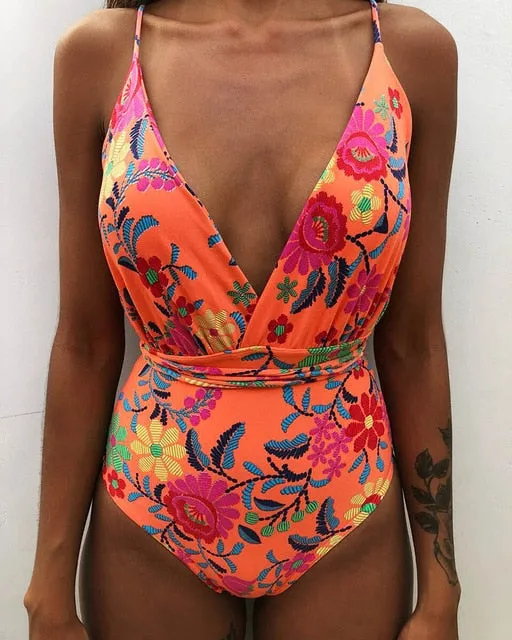 New 2019 Sexy One Piece Swimsuit Female Backless Bodysuit