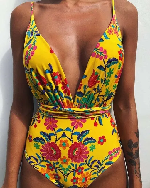 New 2019 Sexy One Piece Swimsuit Female Backless Bodysuit