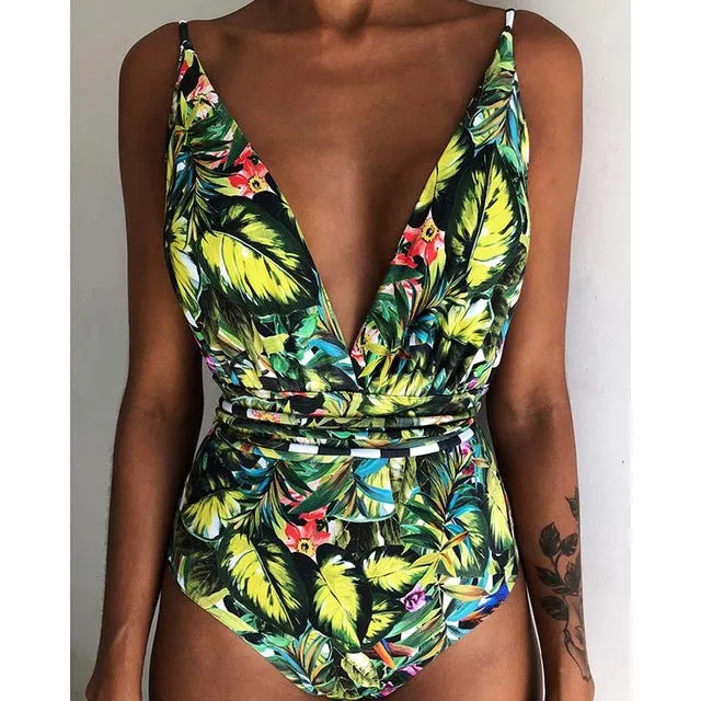 New 2019 Sexy One Piece Swimsuit Female Backless Bodysuit
