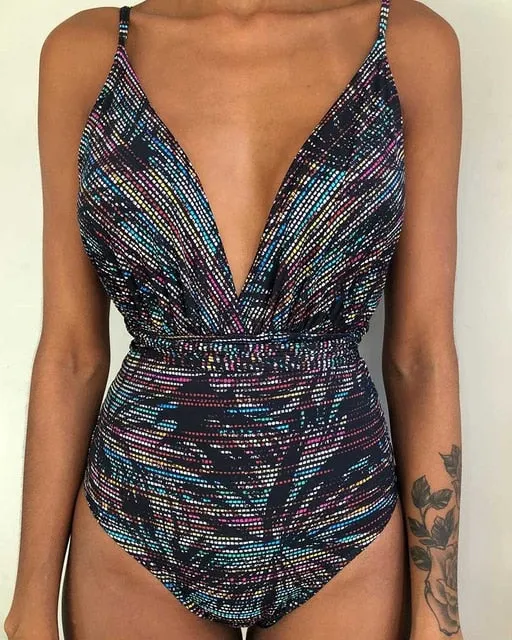 New 2019 Sexy One Piece Swimsuit Female Backless Bodysuit
