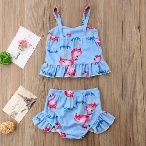 New Toddler Flamingos Print Swimsuit
