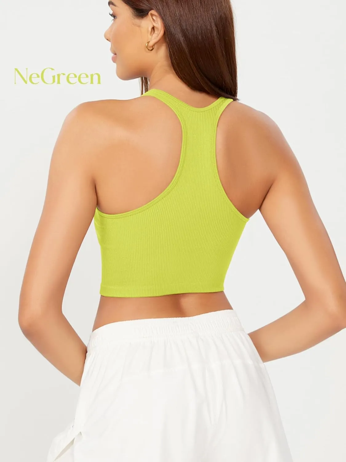 ODODOS 3-Pack Seamless Racerback Crop Tank for Women Ribbed Knit Soft Crop Tops
