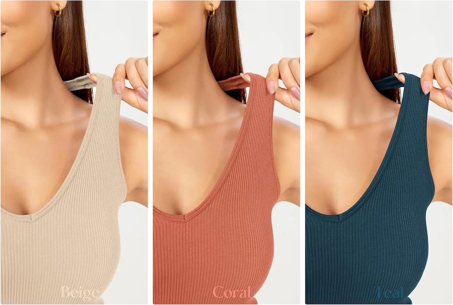 ODODOS 3-Pack Seamless Racerback Crop Tank for Women Ribbed Knit Soft Crop Tops
