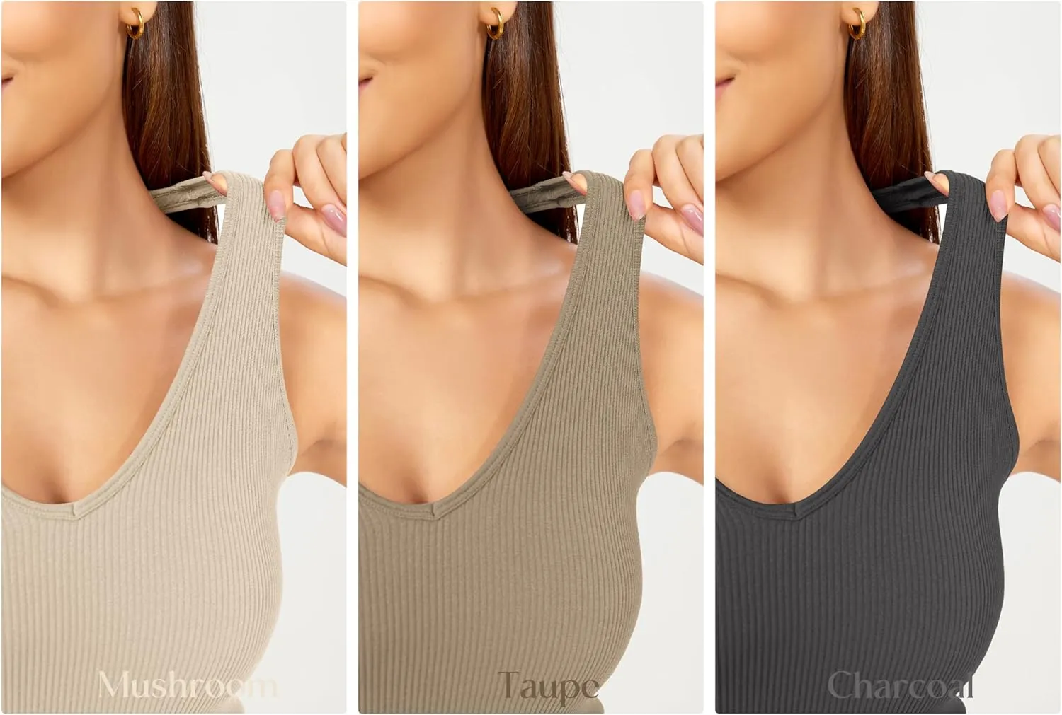 ODODOS 3-Pack Seamless Racerback Crop Tank for Women Ribbed Knit Soft Crop Tops