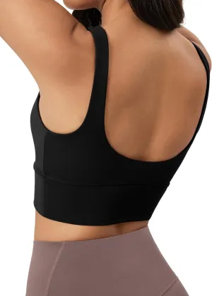ODODOS Women's Longline U-Back Sports Bra V-Neck Padded Yoga Workout Wirefree Tank Top