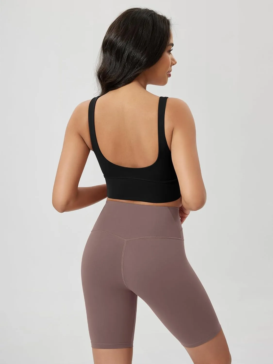 ODODOS Women's Longline U-Back Sports Bra V-Neck Padded Yoga Workout Wirefree Tank Top