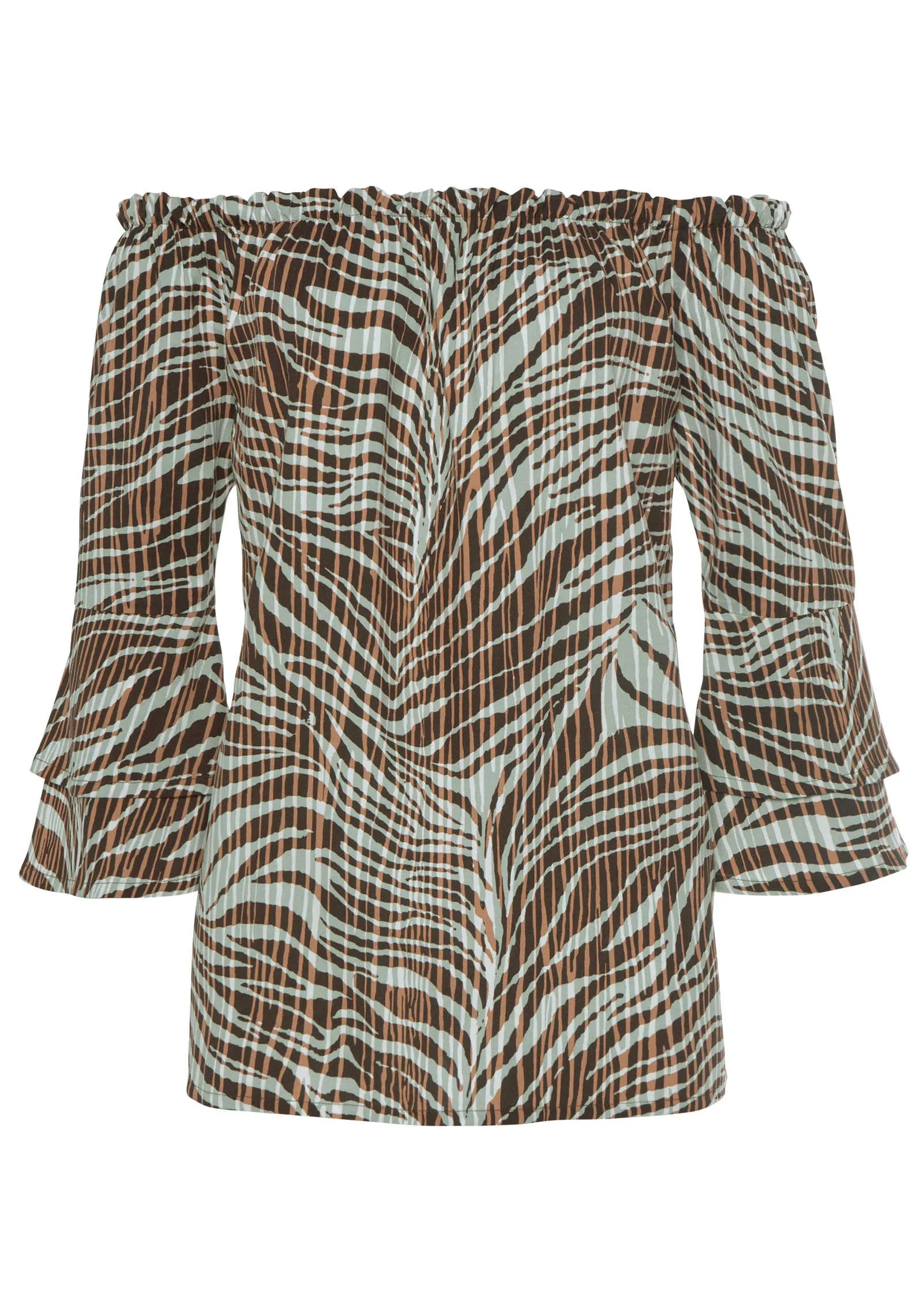 Off-The-Shoulder Top - Brown Multi