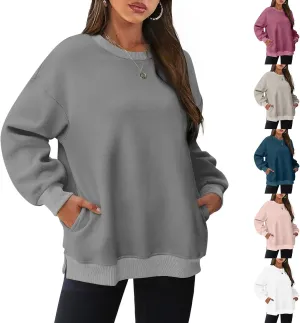 Oversized Crewneck Sweatshirts For Women Fleece Long Sleeve Pullover Tops Fall Fashion Outfits 2024 Winter Sweaters