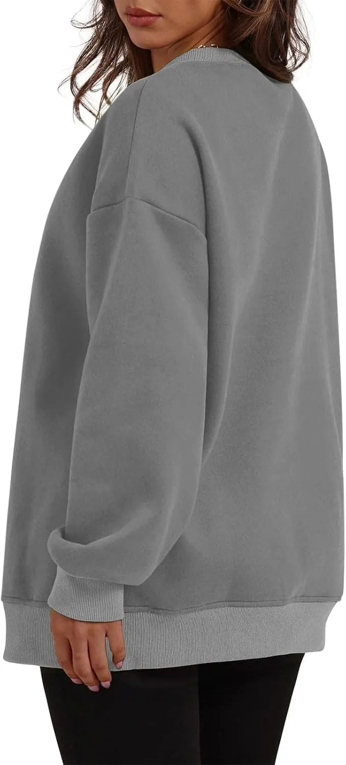 Oversized Crewneck Sweatshirts For Women Fleece Long Sleeve Pullover Tops Fall Fashion Outfits 2024 Winter Sweaters