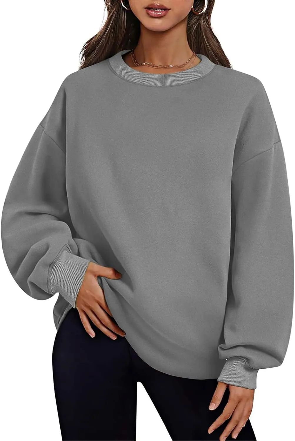Oversized Crewneck Sweatshirts For Women Fleece Long Sleeve Pullover Tops Fall Fashion Outfits 2024 Winter Sweaters