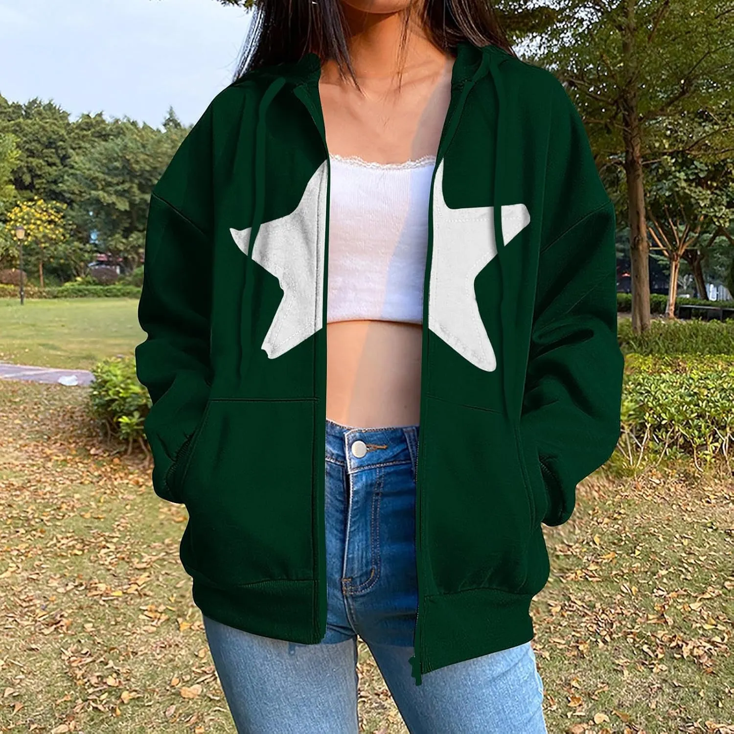 Oversized Sweatshirt For Women Long Sleeve Fashion Graphic Design Hoodies Casual Zip Up Fleece Sweatshirts
