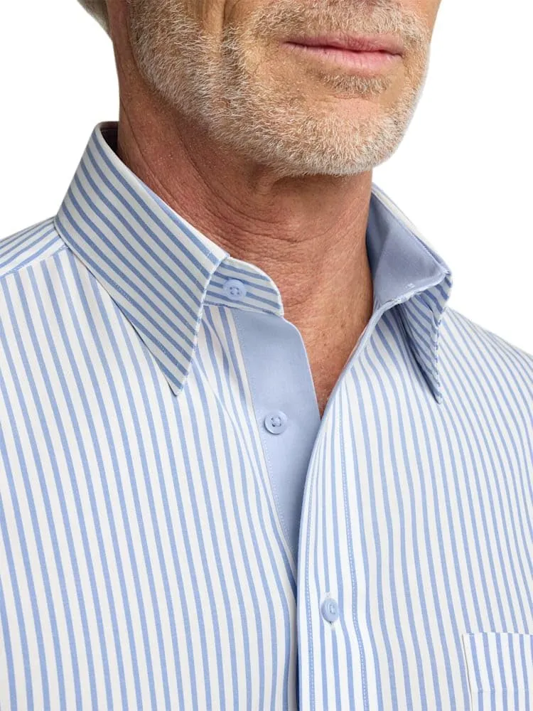 Paul Fredrick Men's Classic Fit Comfort Stretch Non-Iron Stripe Dress Shirt